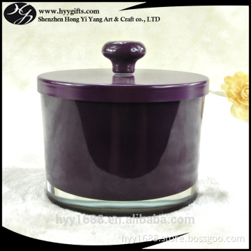 luxury large opaque purple glass candle jars with decorative lids